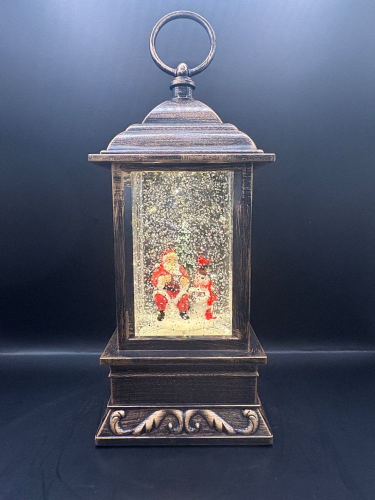 Other Christmas decorations - Christmas LED Snow Globe Lantern – Santa & Snowman, Bronze Finish, Mus - BLUE STAR B.V.