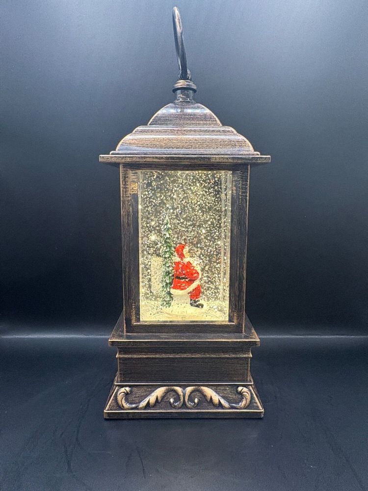 Other Christmas decorations - Christmas LED Snow Globe Lantern – Santa & Snowman, Bronze Finish, Mus - BLUE STAR B.V.