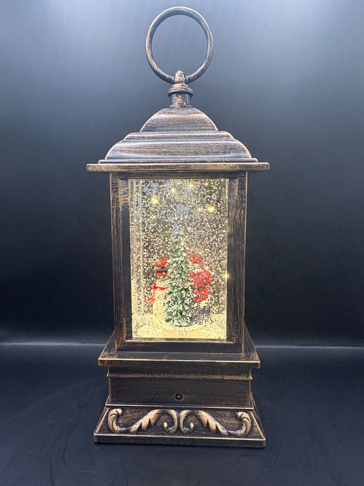 Other Christmas decorations - Christmas LED Snow Globe Lantern – Santa & Snowman, Bronze Finish, Mus - BLUE STAR B.V.