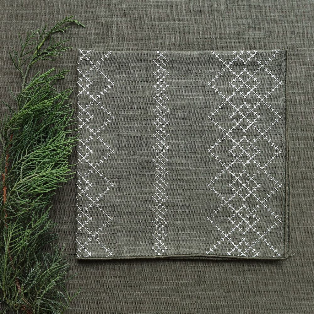 Linge de table textile - Serviette en lin | LOSANGA Vert forêt - GIARDINO SEGRETO