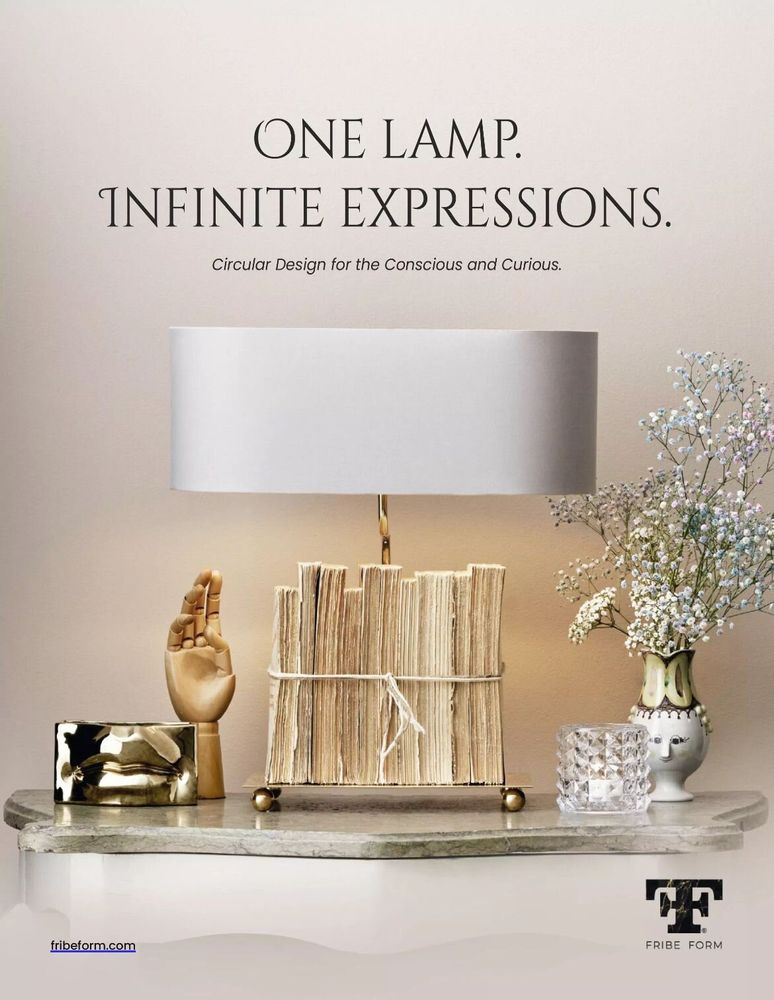 Table lamps - The BookLovers' Light with circular shade & book holder - FRIBE FORM®