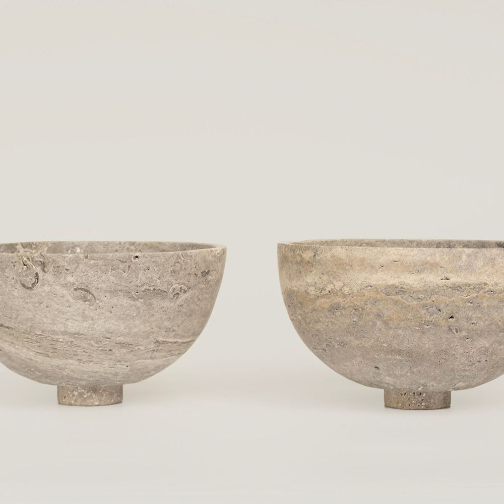 Bols - SILVER TRAVERTINE FRUIT BOWL - CENTERPIECE - KIWANO CONCEPT