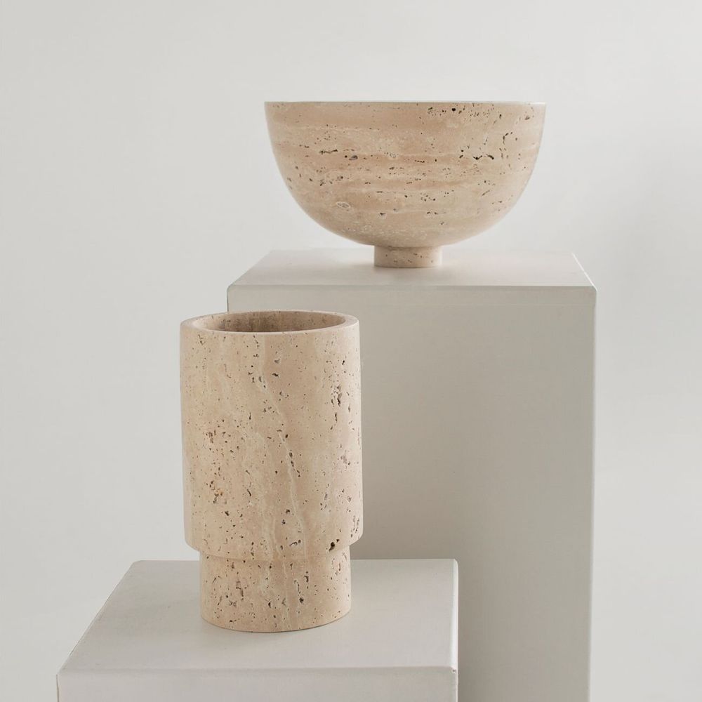 Bols - TRAVERTINE FRUIT BOWL - CENTERPIECE - KIWANO CONCEPT