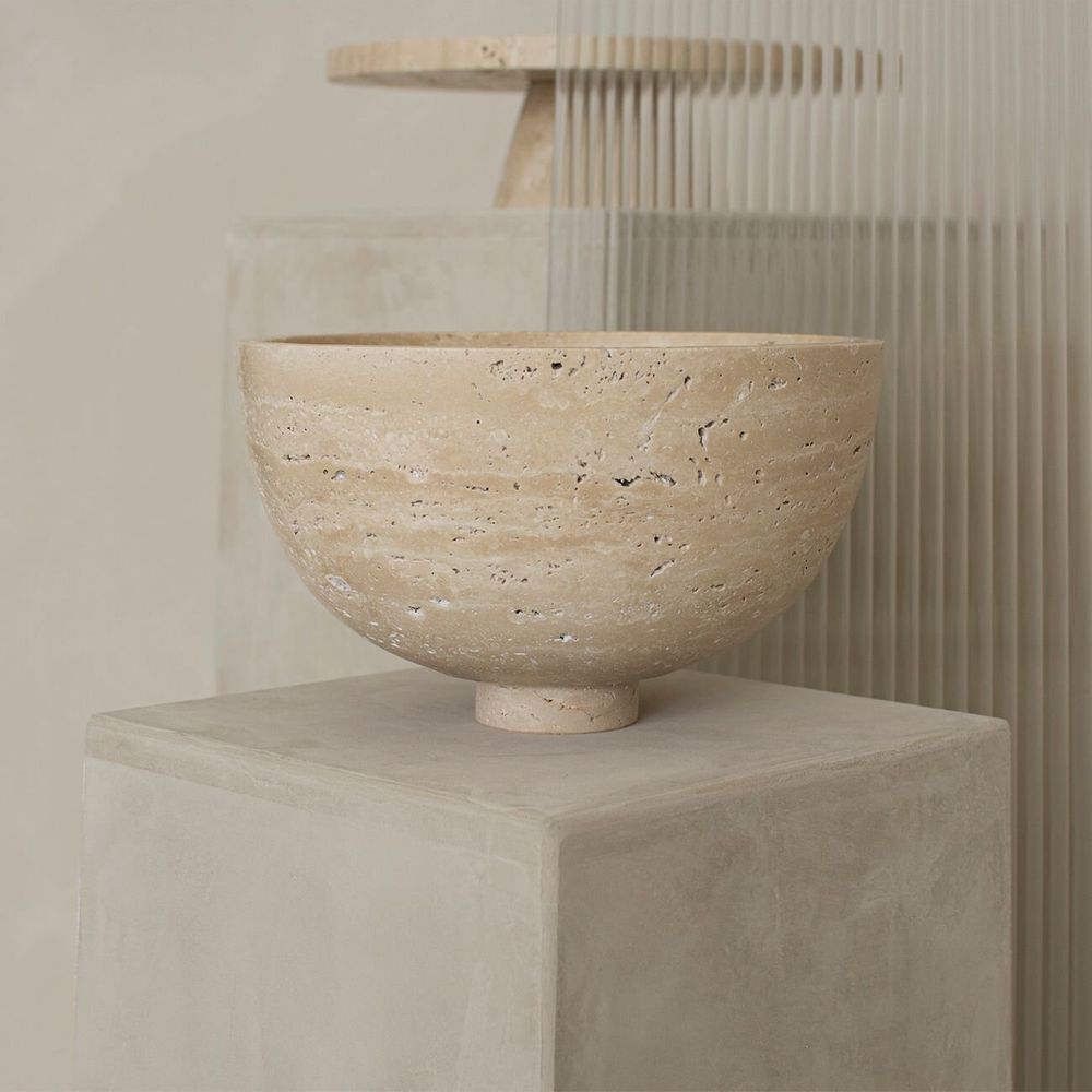 Bols - TRAVERTINE FRUIT BOWL - CENTERPIECE - KIWANO CONCEPT