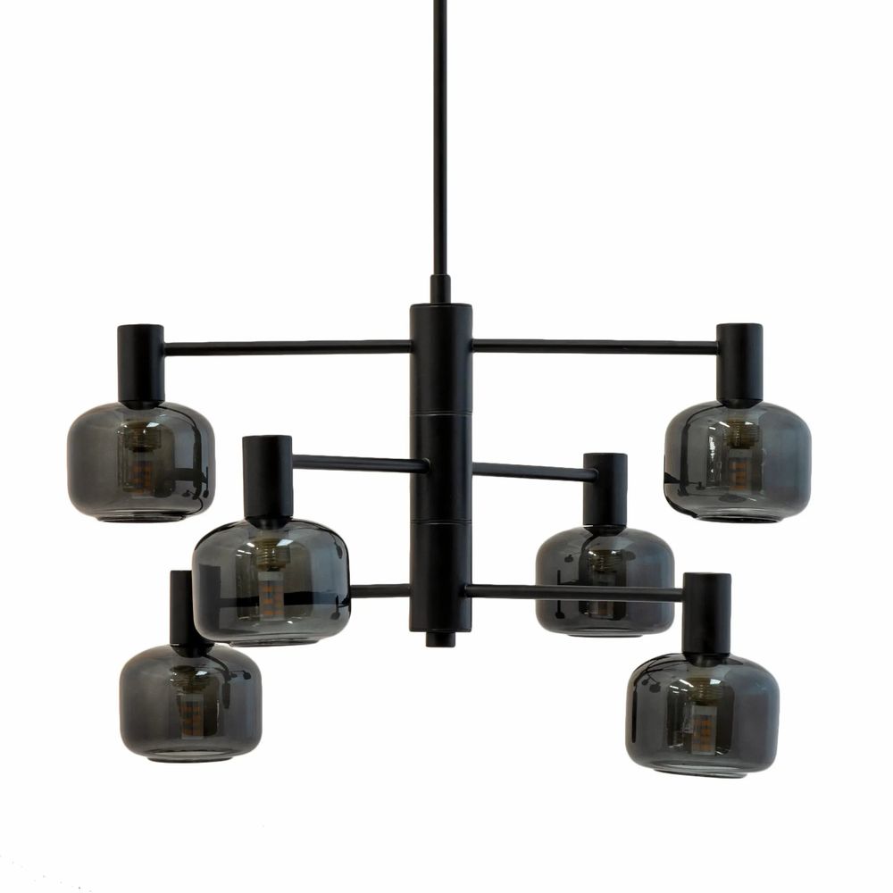 Ceiling lights - Arp 6-bulb chandelier black/smoke - DYBERG LARSEN
