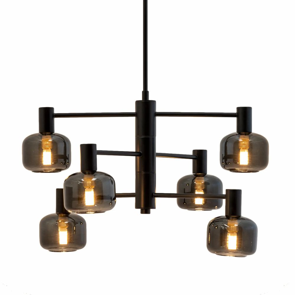 Ceiling lights - Arp 6-bulb chandelier black/smoke - DYBERG LARSEN