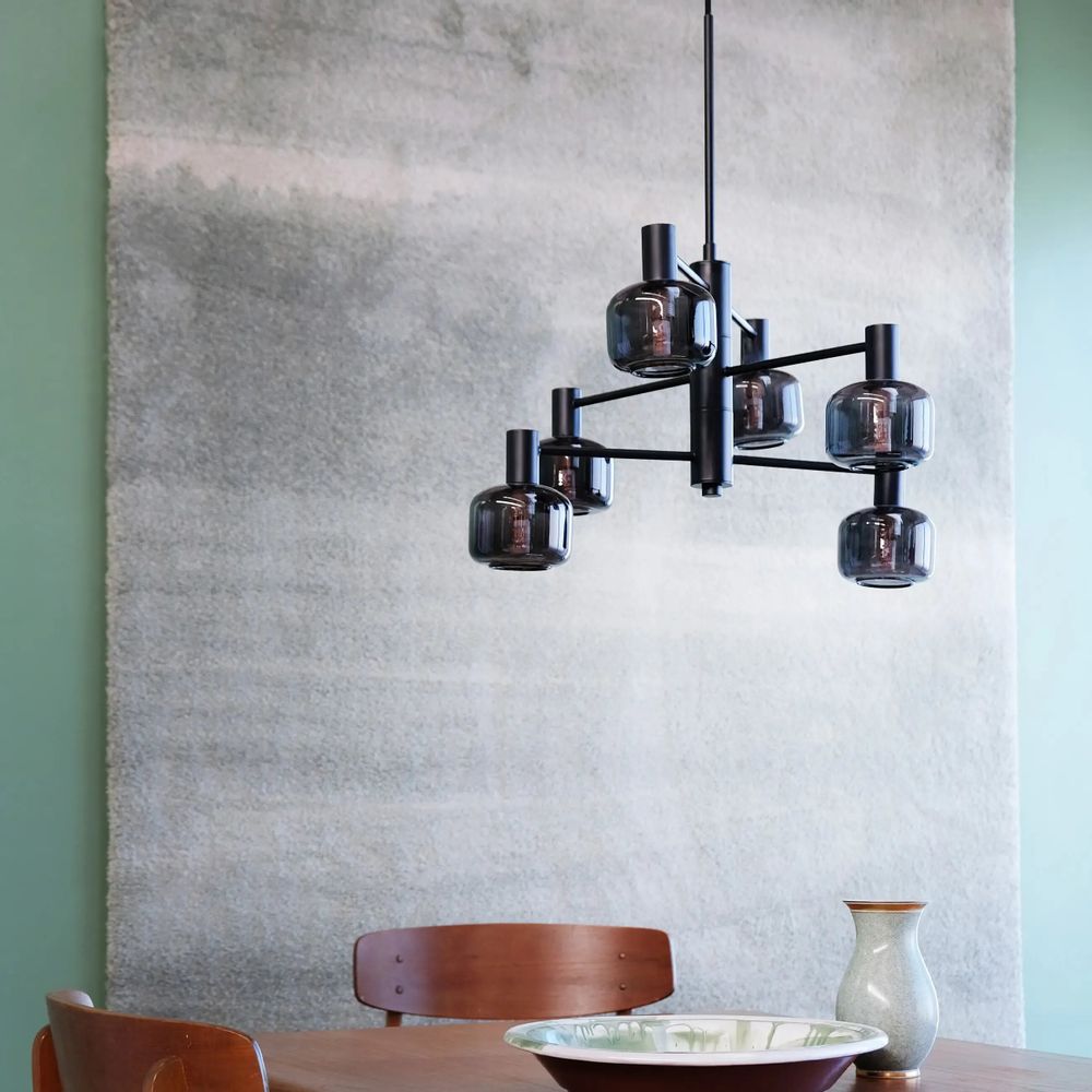 Ceiling lights - Arp 6-bulb chandelier black/smoke - DYBERG LARSEN