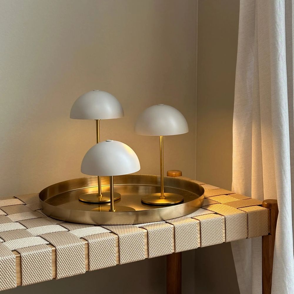 Table lamps - ALONG LED Mini Table Lamp beige/brass 3 pcs box/tray - DYBERG LARSEN
