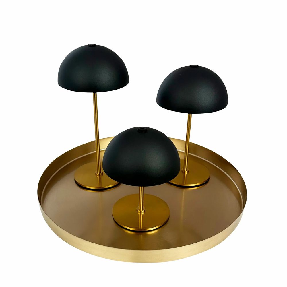 Table lamps - ALONG LED Mini Table Lamp black/brass 3 pcs with tray - DYBERG LARSEN