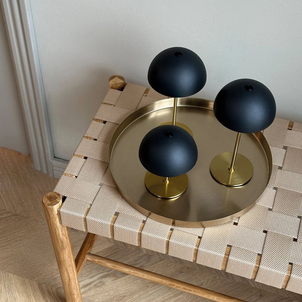Table lamps - ALONG LED Mini Table Lamp black/brass 3 pcs with tray - DYBERG LARSEN