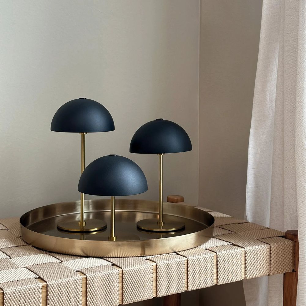 Table lamps - ALONG LED Mini Table Lamp black/brass 3 pcs with tray - DYBERG LARSEN