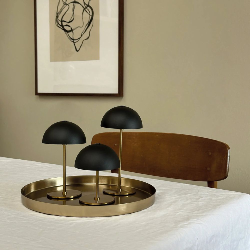 Table lamps - ALONG LED Mini Table Lamp black/brass 3 pcs with tray - DYBERG LARSEN