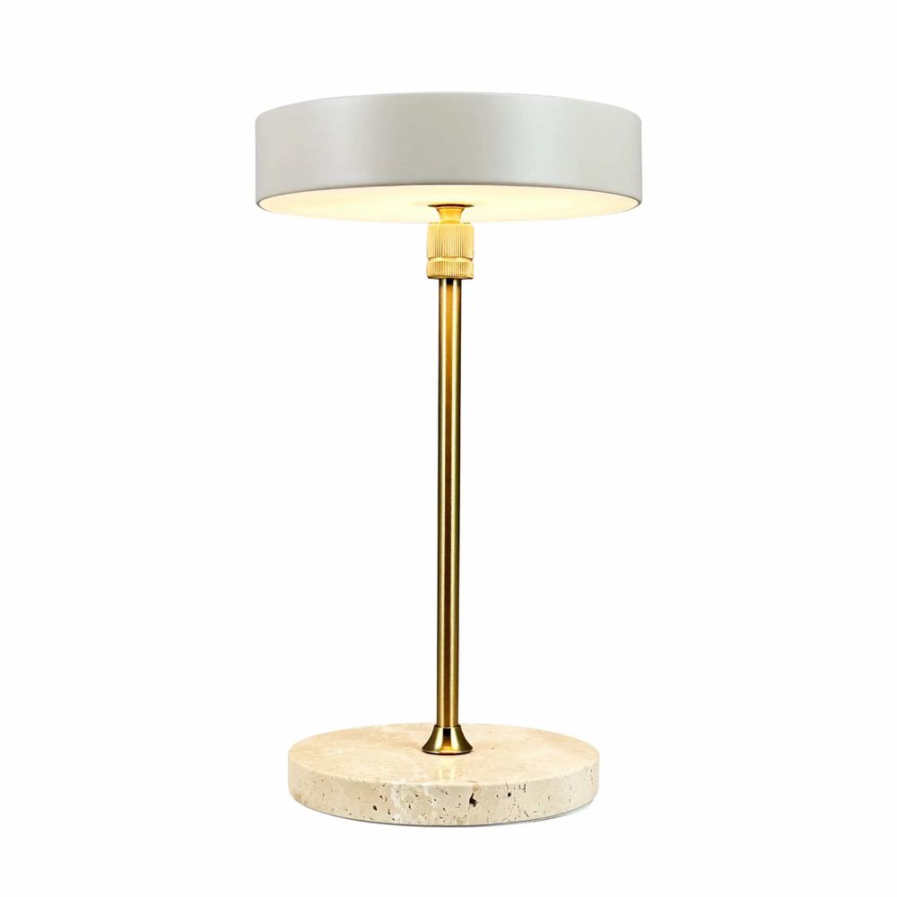 Table lamps - MOONLIGHT beige, brass, travertine LED rechargeable table lamp - DYBERG LARSEN