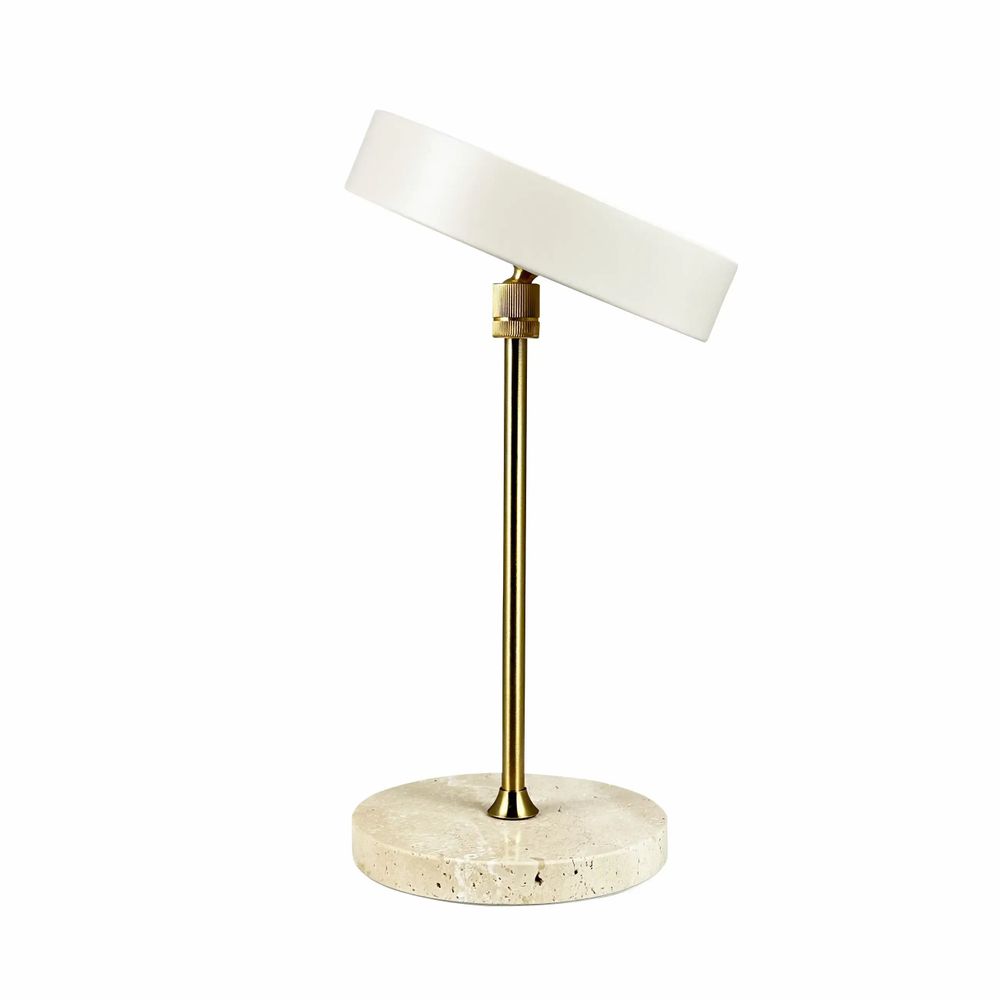 Table lamps - MOONLIGHT beige, brass, travertine LED rechargeable table lamp - DYBERG LARSEN