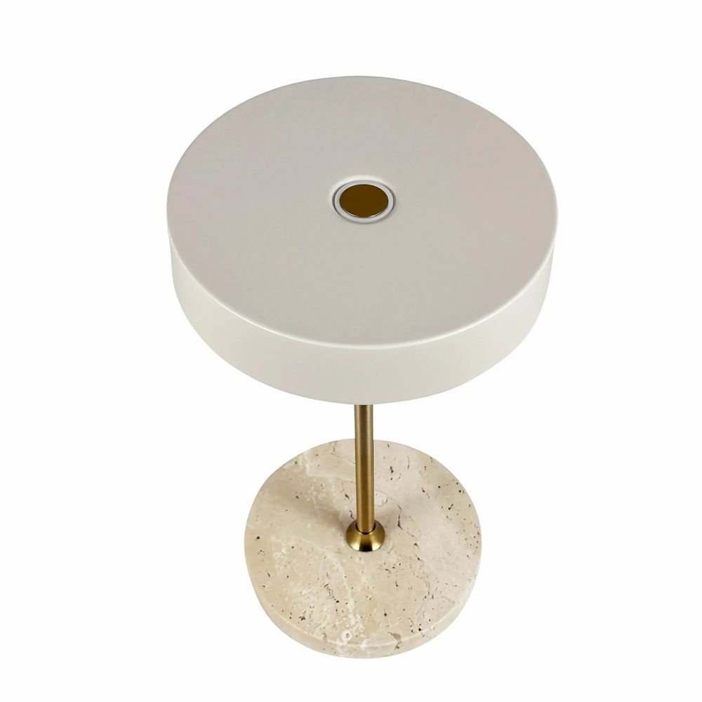 Table lamps - MOONLIGHT beige, brass, travertine LED rechargeable table lamp - DYBERG LARSEN