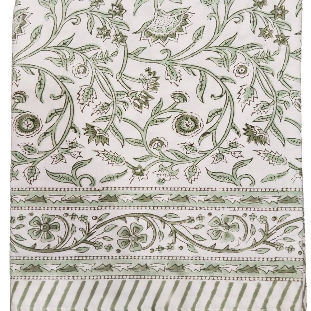 Table linen - Blockprinted cotton tablecloth, 160 x 250 cm - MAISON LILO