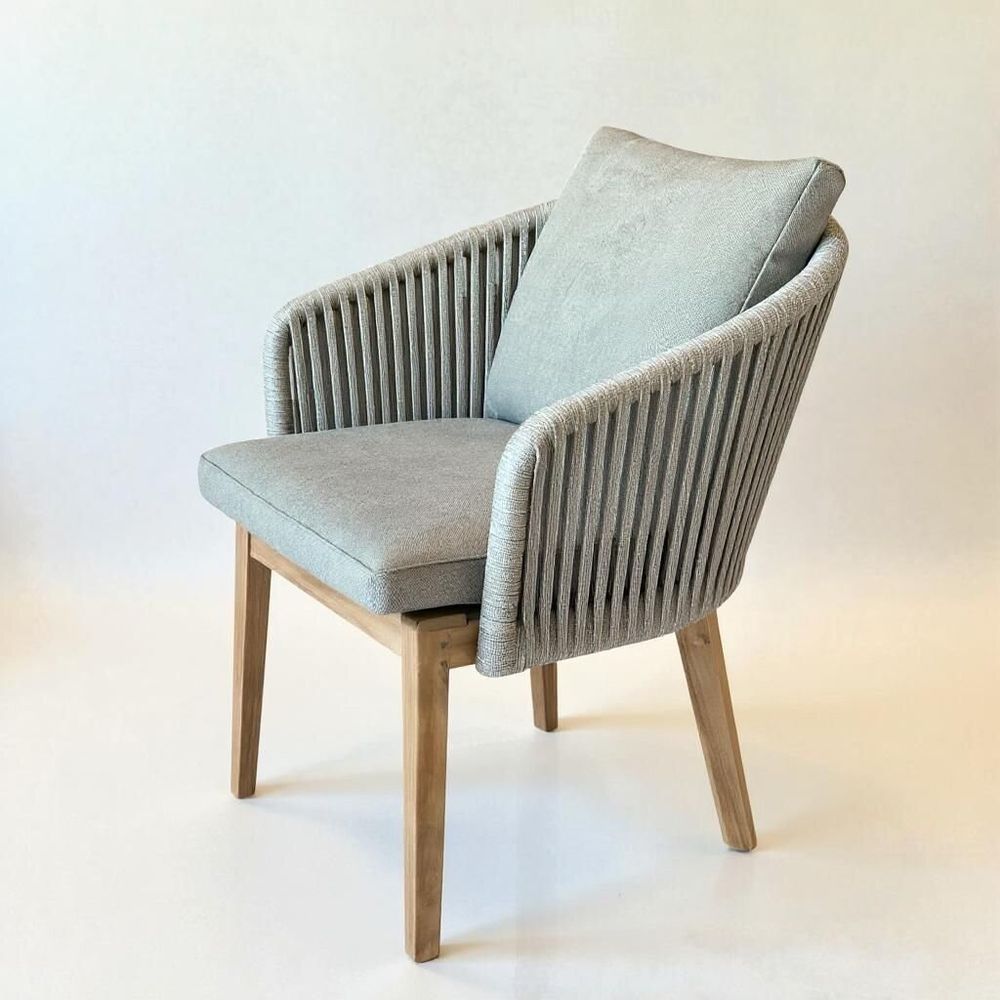 Lawn armchairs - Teak chair with gray straps - CHT22 - BALINAISA