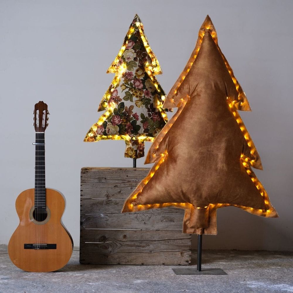 Autres décorations de Noël - Les sapins lumineux marron-jaune - ROSE VELOURS