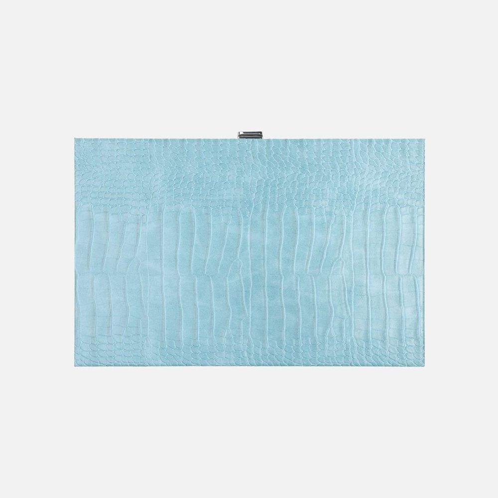 Objets de décoration - Jeu de Backgammon Bleu - Cuir Vegan Alligator - Medium - VIDO LUXURY BOARD GAMES