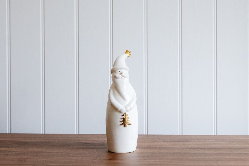 Christmas table settings - Ceramic White and Gold Santa - WE LOVE SEASONS