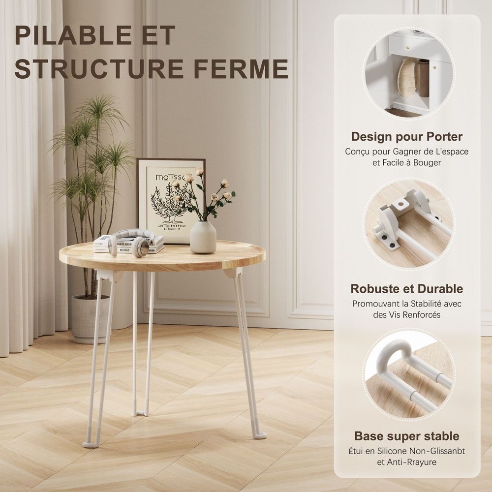 Tables basses - KAPANOU Table Ronde Pliante CCC008-W - KAPANOU