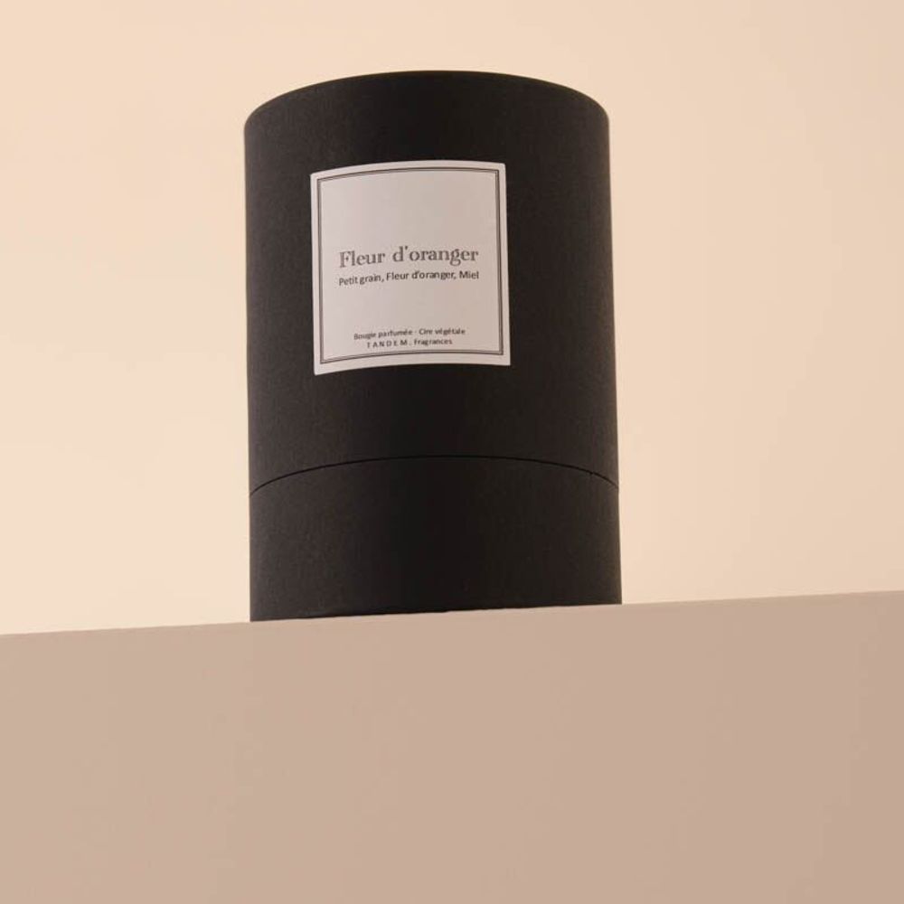 Bougies - Bougie Fleur d'oranger verre noir 180g - Cire 100% végétale - TANDEM FRAGRANCES