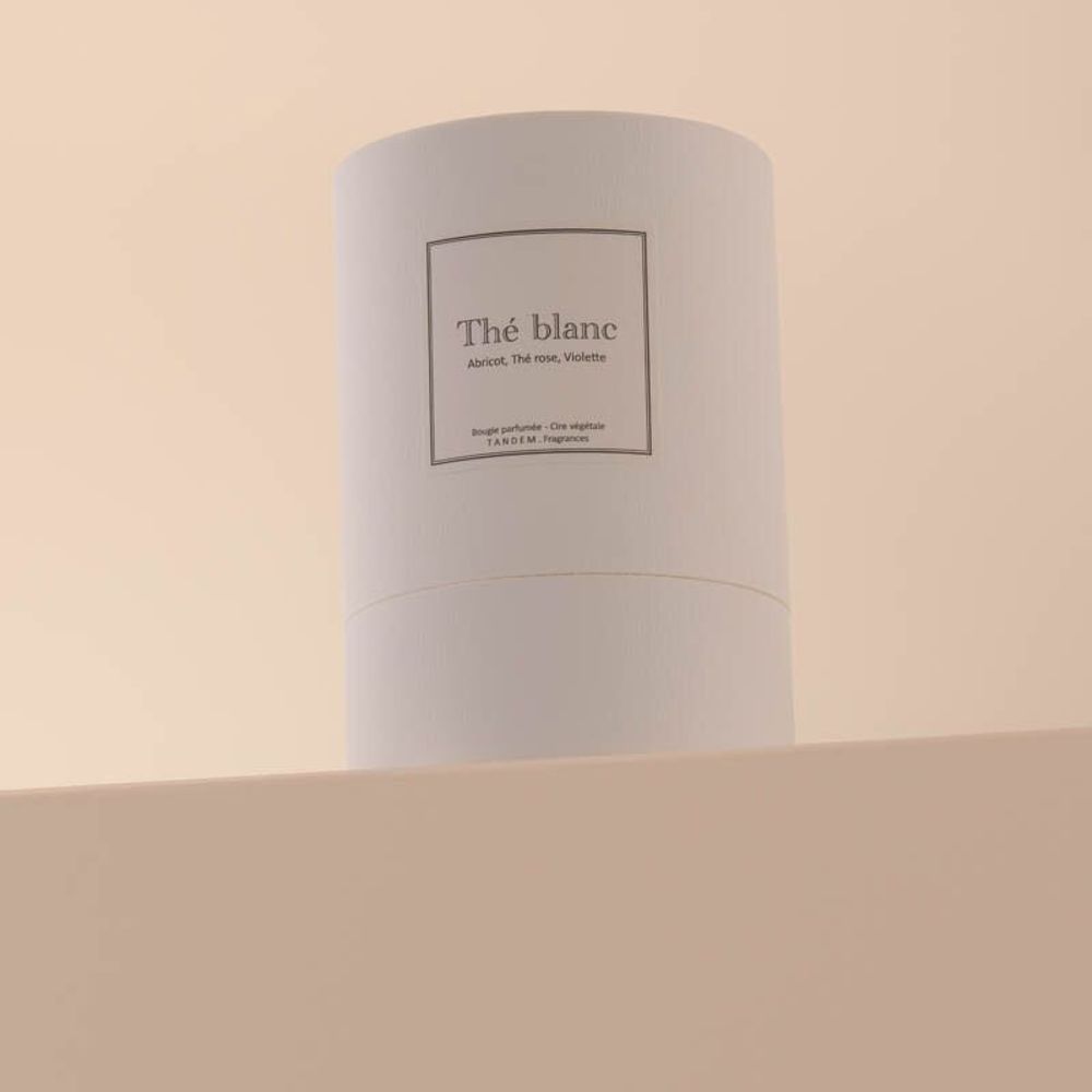 Candles - White tea scented candle white glass - 6,40oz 100% vegetable wax - TANDEM FRAGRANCES