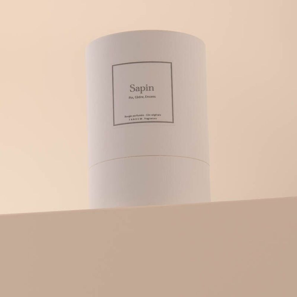 Bougies - Bougie Sapin verre blanc 180g - Cire 100% végétale - TANDEM FRAGRANCES