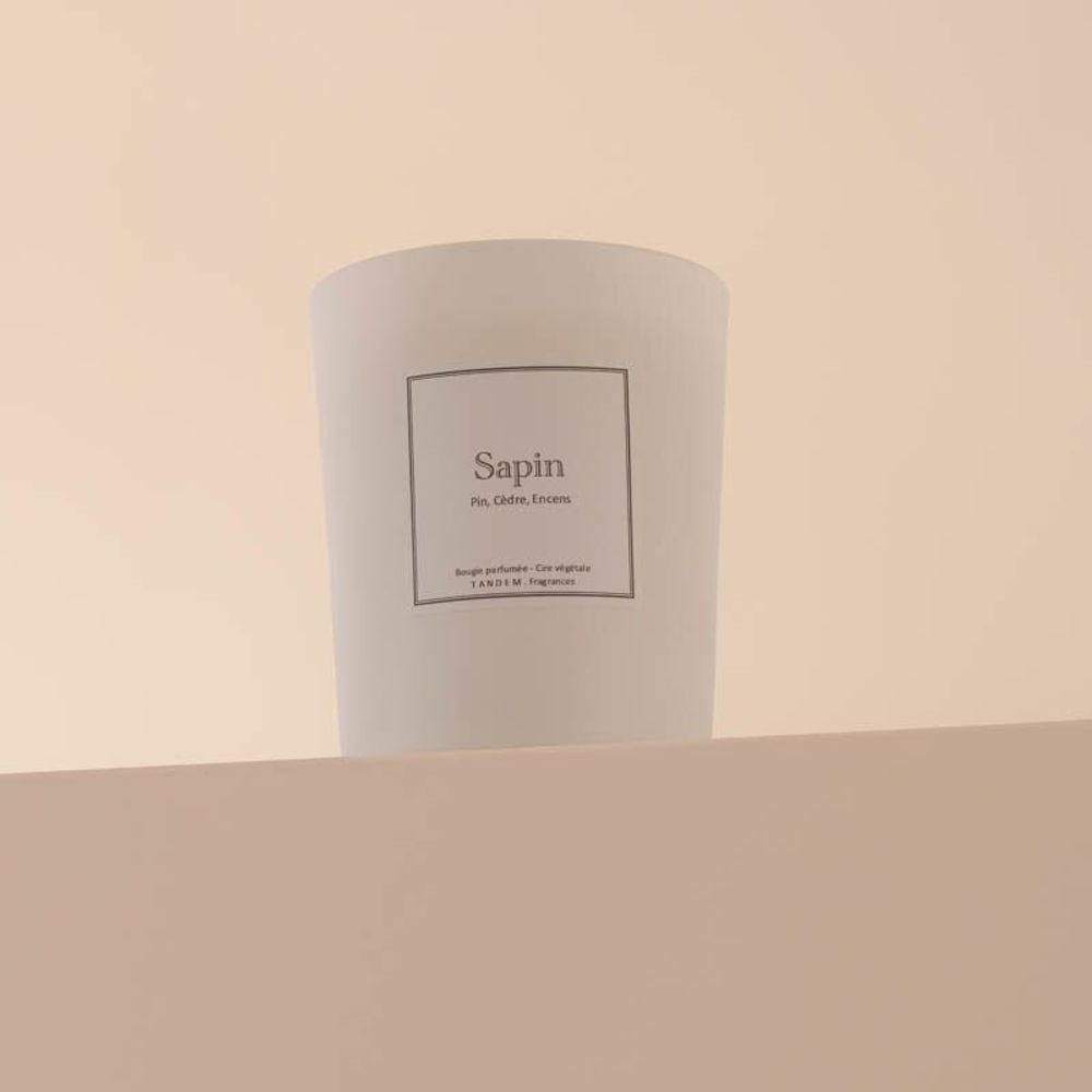 Bougies - Bougie Sapin verre blanc 180g - Cire 100% végétale - TANDEM FRAGRANCES