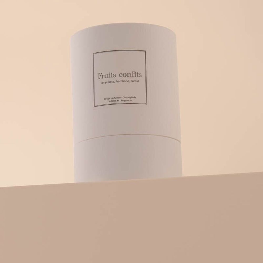 Candles - Candied fruit scented candle white glass - 6,40oz 100% vegetable wax - TANDEM FRAGRANCES
