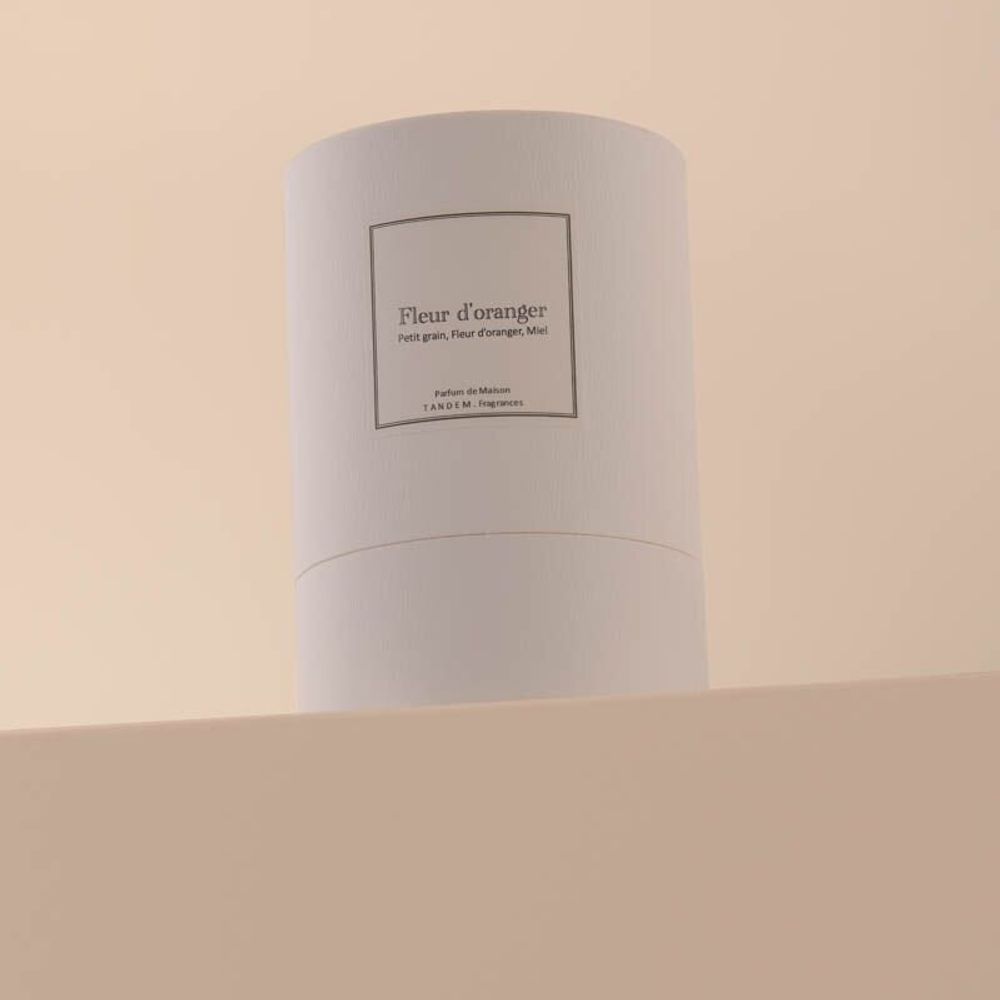 Candles - Orange blossom scented candle white glass - 6,40oz 100% vegetable wax - TANDEM FRAGRANCES