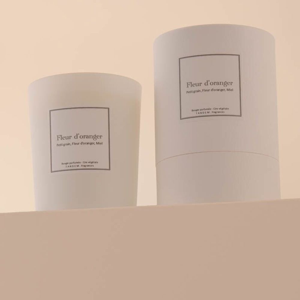 Candles - Orange blossom scented candle white glass - 6,40oz 100% vegetable wax - TANDEM FRAGRANCES
