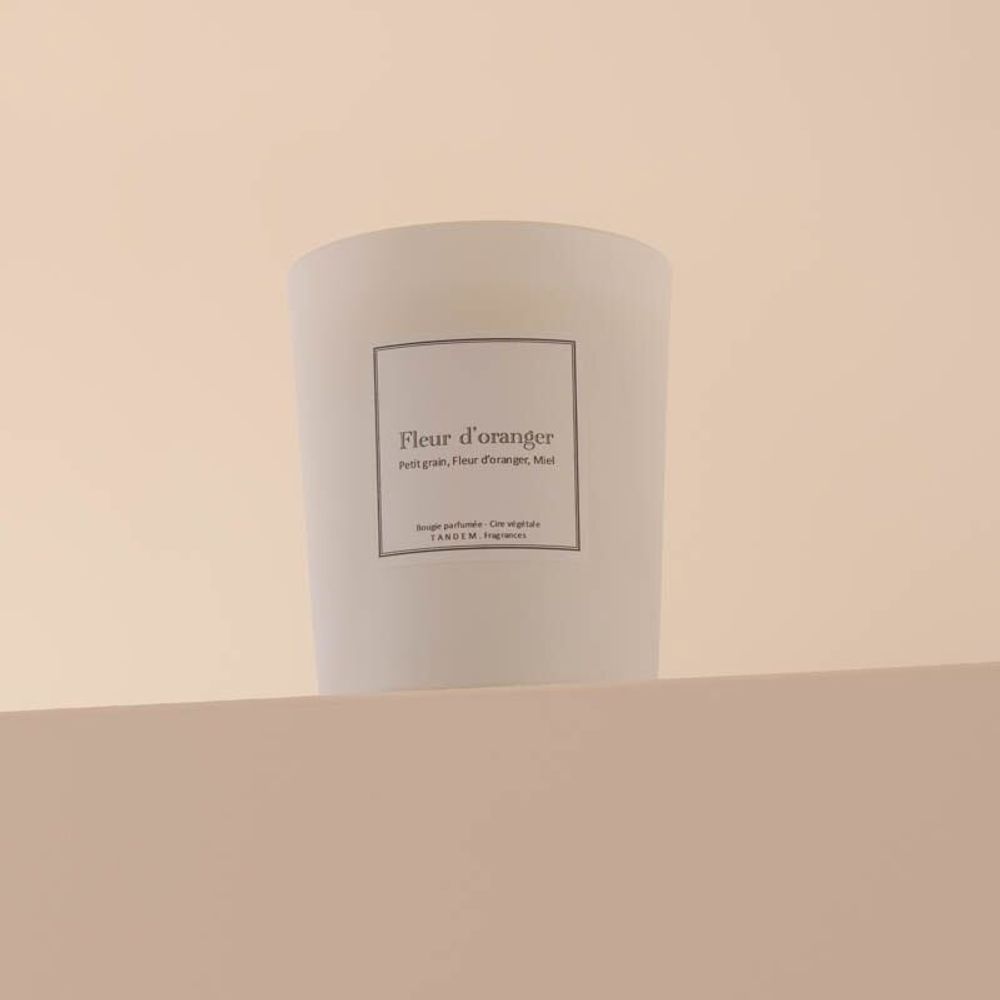 Candles - Orange blossom scented candle white glass - 6,40oz 100% vegetable wax - TANDEM FRAGRANCES