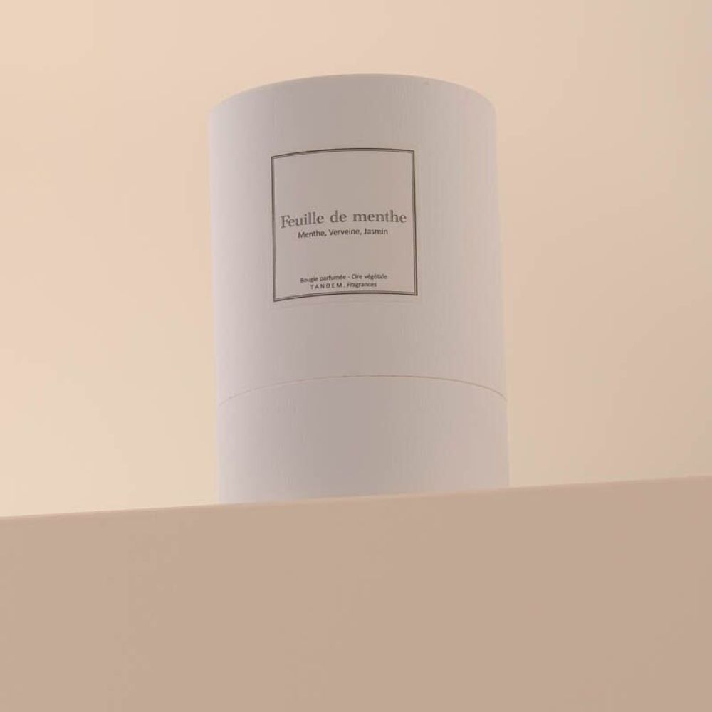 Candles - Mint leaf scented candle white glass - 6,40oz 100% vegetable wax - TANDEM FRAGRANCES