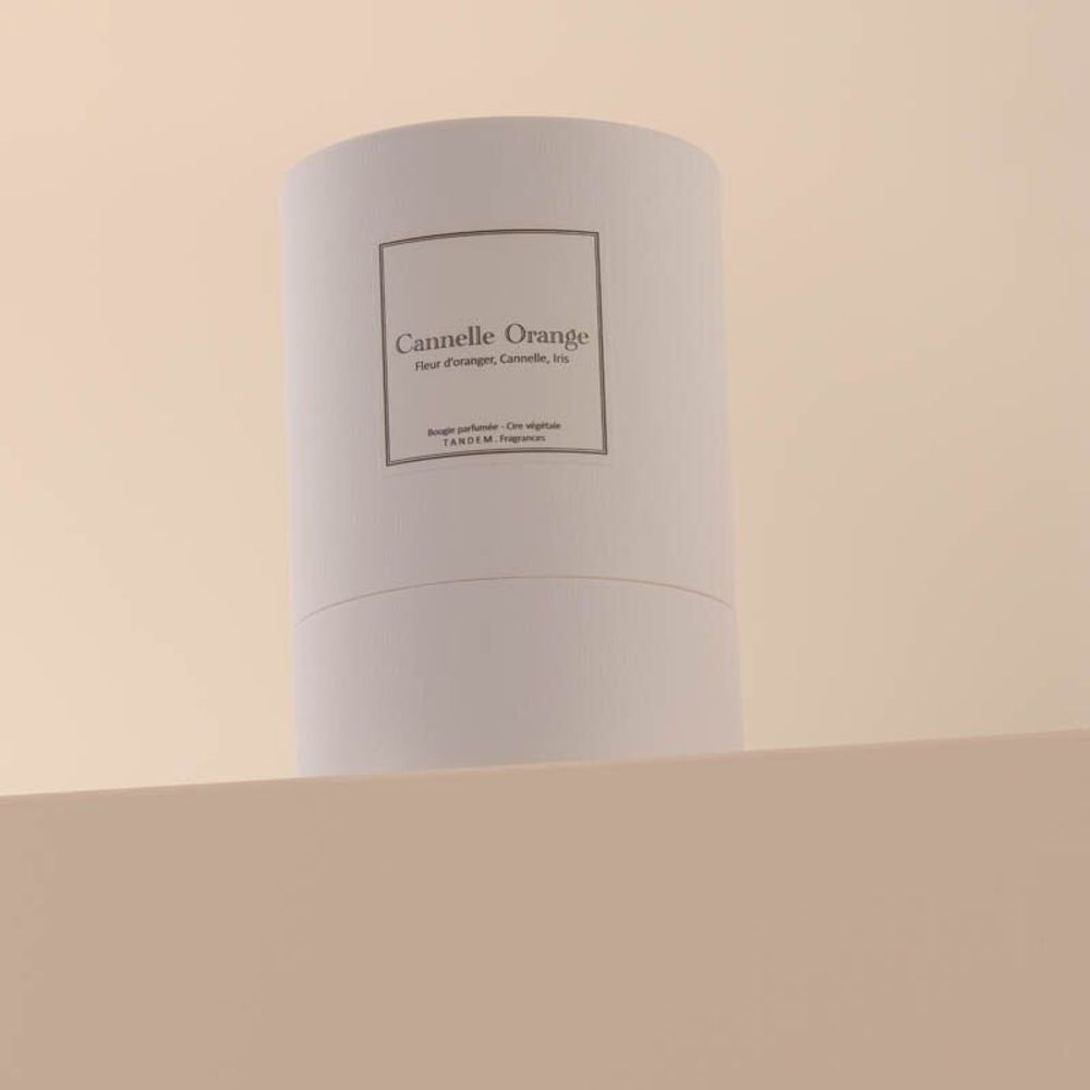 Bougies - Bougie Cannelle orange verre blanc 180g - Cire 100% végétale - TANDEM FRAGRANCES