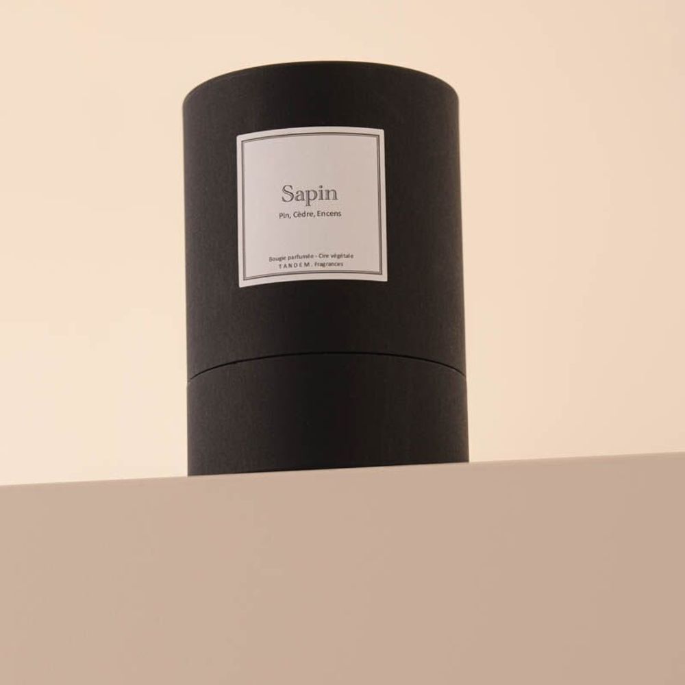 Bougies - Bougie Sapin verre noir 180g - Cire 100% végétale - TANDEM FRAGRANCES