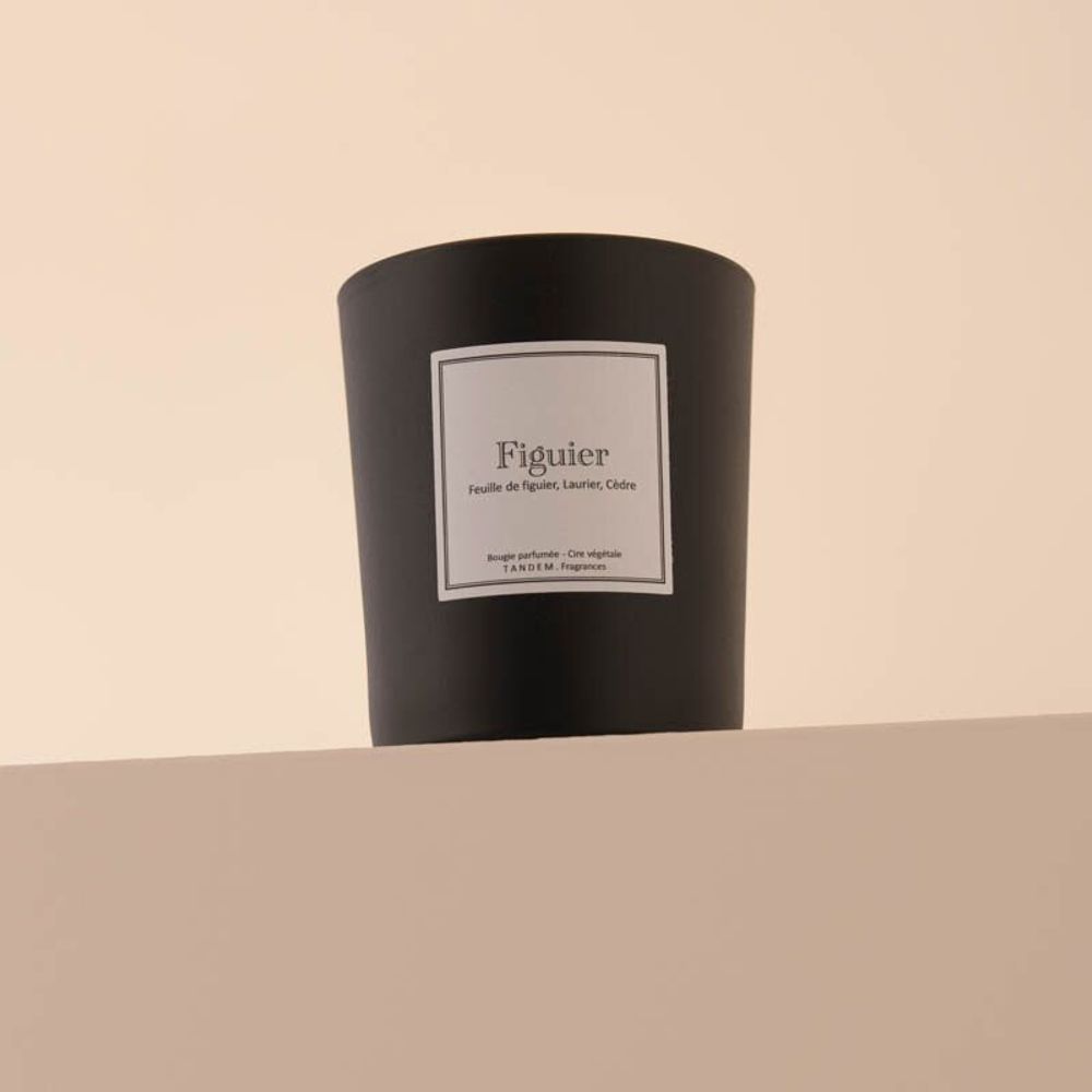 Bougies - Bougie Figuier verre noir 180g - Cire 100% végétale - TANDEM FRAGRANCES