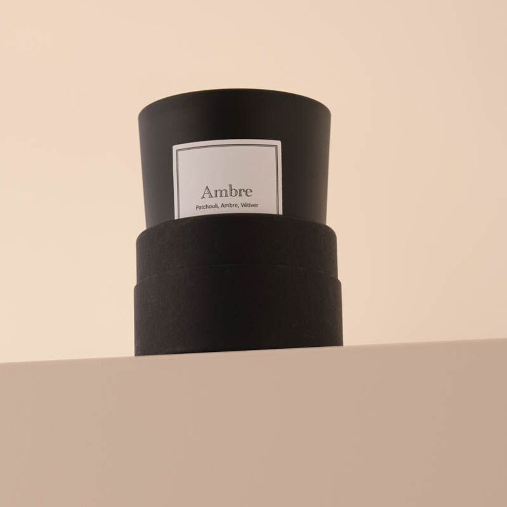 Bougies - Bougie Ambre verre noir 180g - Cire 100% végétale - TANDEM FRAGRANCES