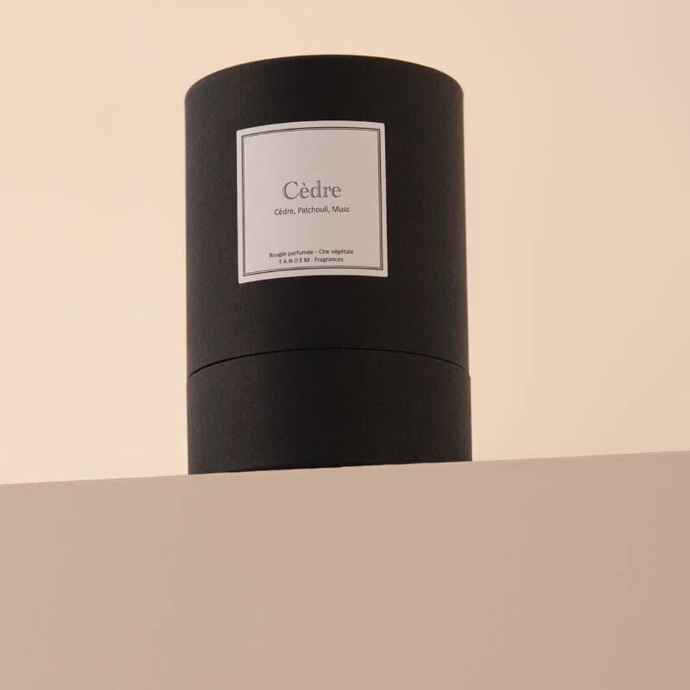 Bougies - Bougie Cèdre verre noir 180g - Cire 100% végétale - TANDEM FRAGRANCES