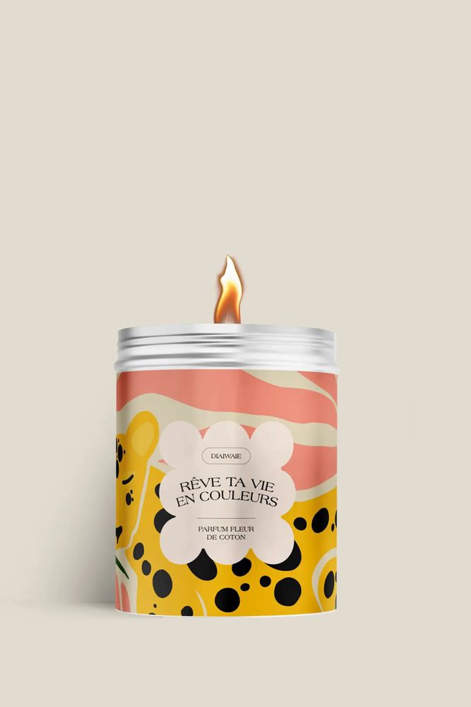Bougies - Bougie - Rêve ta vie en couleurs - senteur fleur de coton - DIAIWAIE