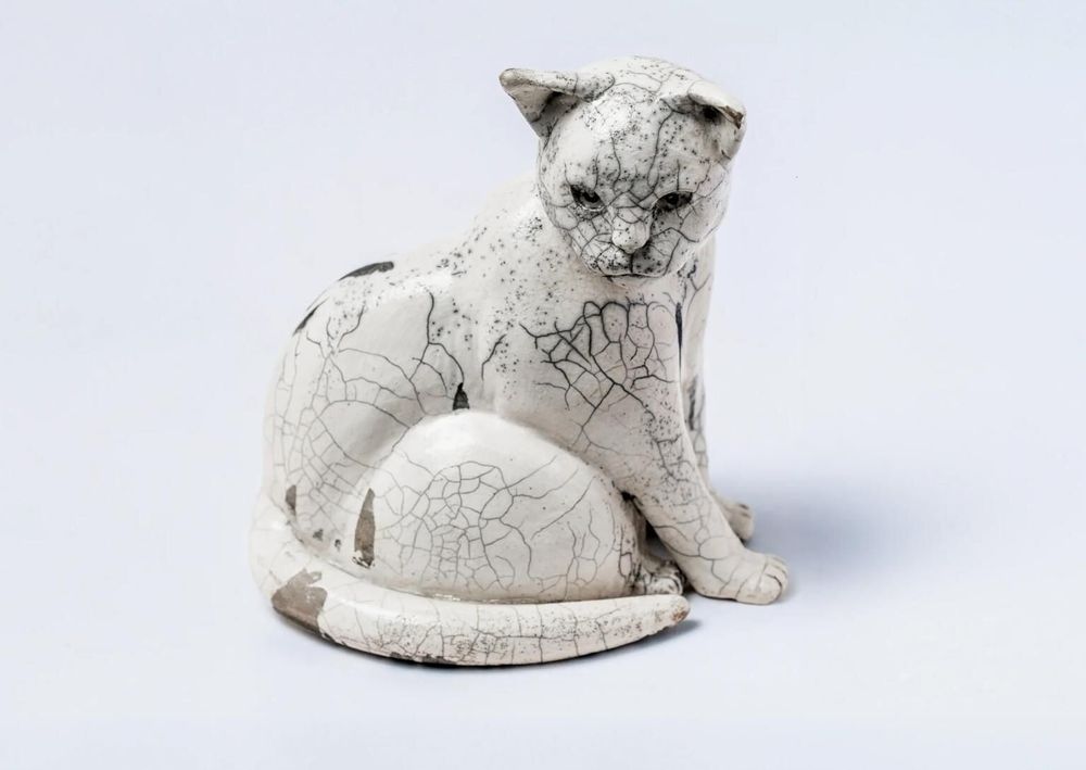 Decorative objects - Raku ceramic cat - YUFTEN