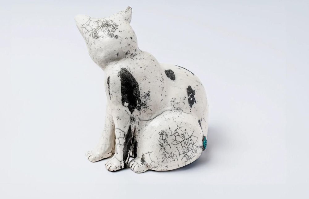 Decorative objects - Raku ceramic cat - YUFTEN