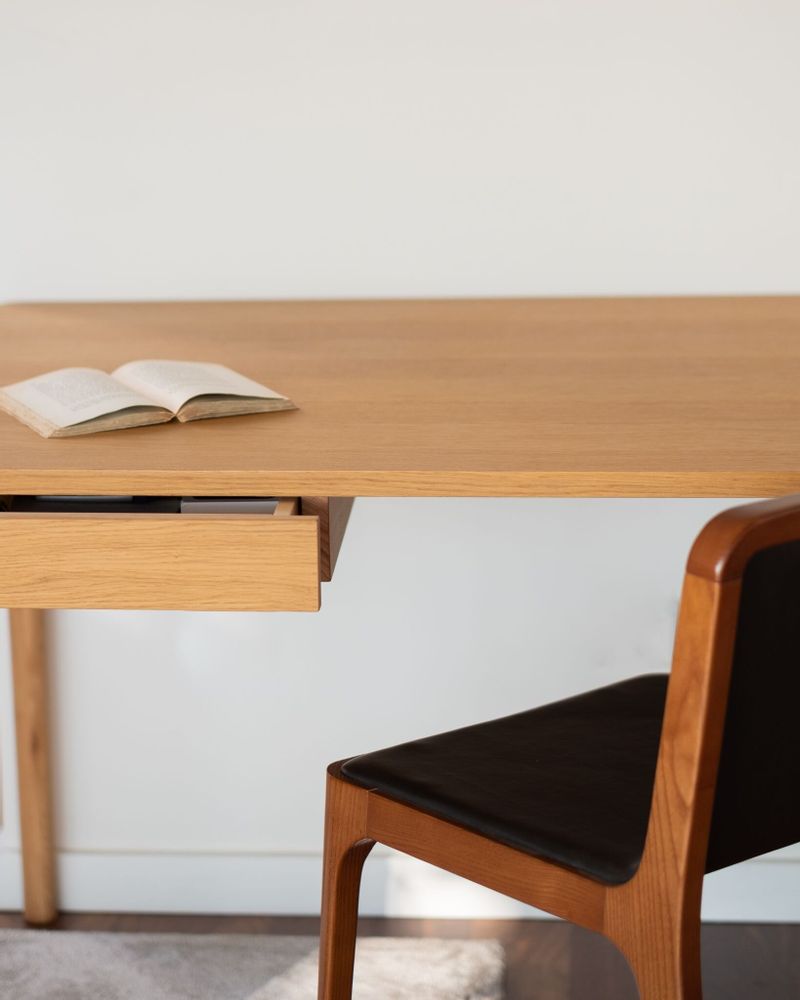 Office furniture and storage - FRONT – Minimalist Work Desk in Oak Wood 120x60 - MOR