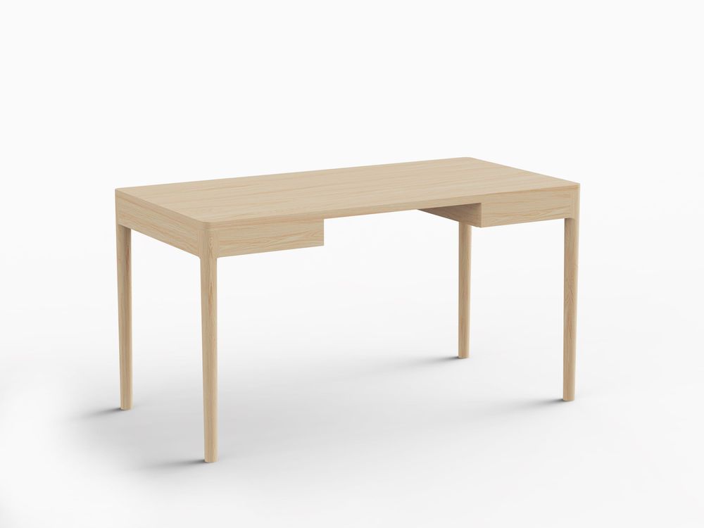 Mobilier et rangements pour bureau - FRONT — Bureau de travail minimaliste en bois de frêne 140x70 - MOR