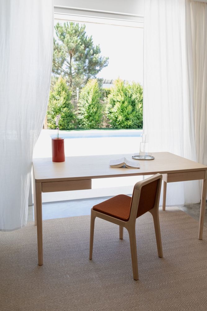 Mobilier et rangements pour bureau - FRONT — Bureau de travail minimaliste en bois de frêne 140x70 - MOR