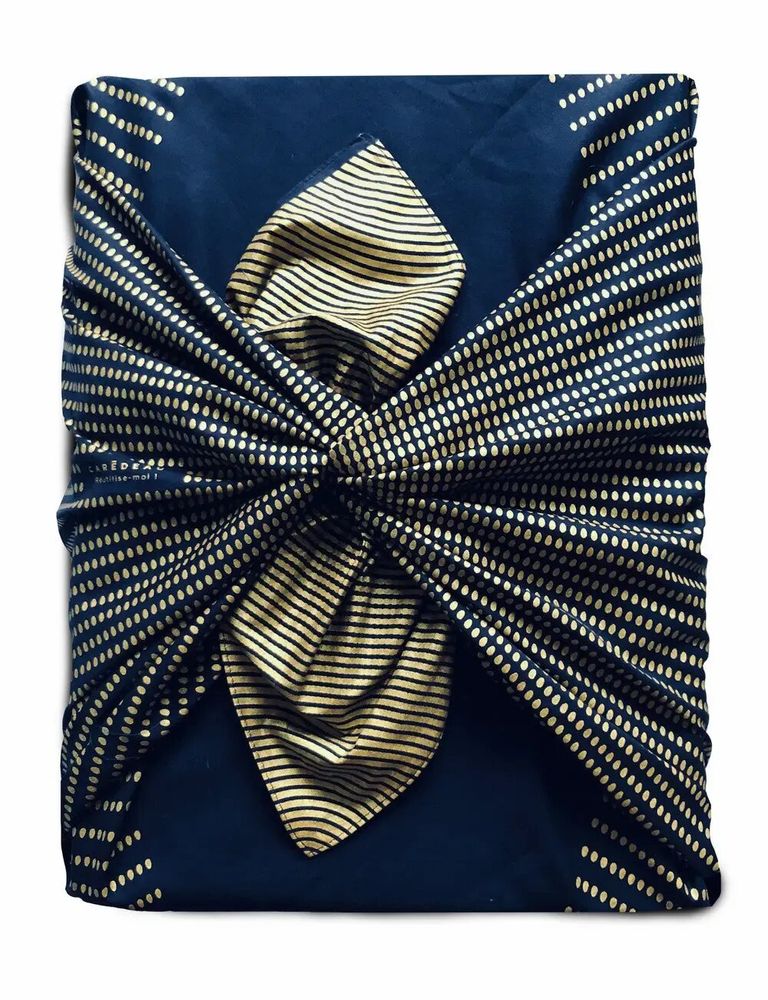 Gifts - Reusable Gift Wrap – Golden Hen Blue - CARÉDEAU PAPIER CADEAU RÉUTILISABLE
