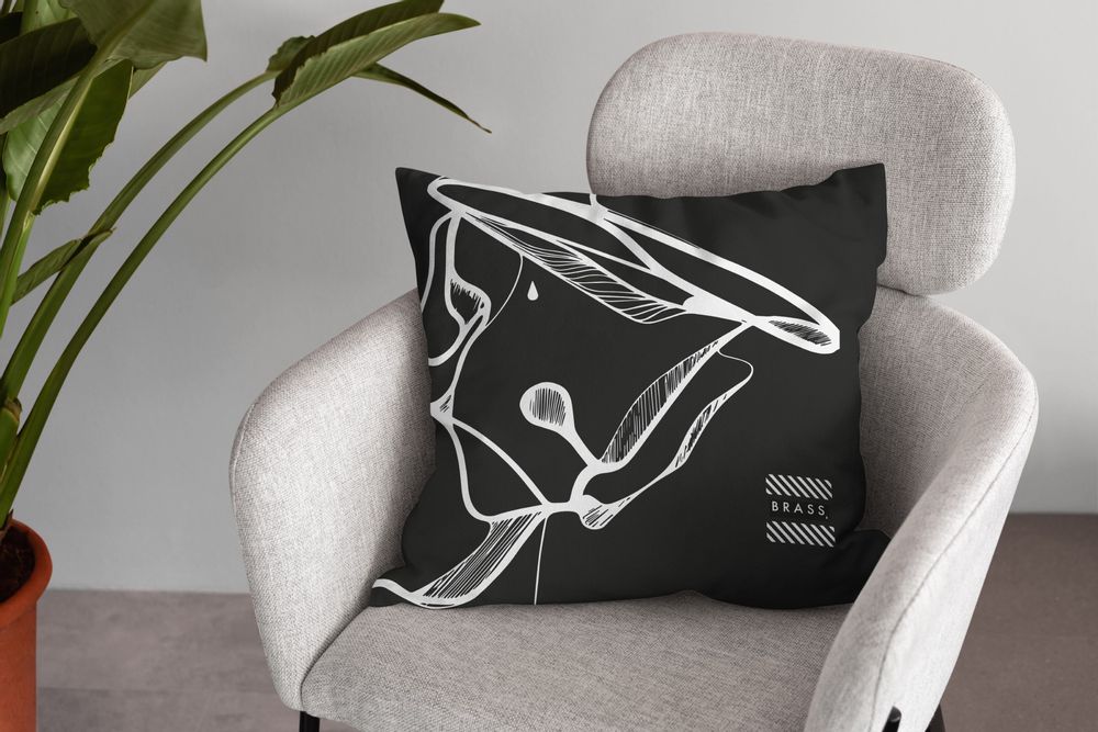Fabric cushions - Black Mobali decorative pillow 60 x 60 - Design by BRASS - ARTDECORIS