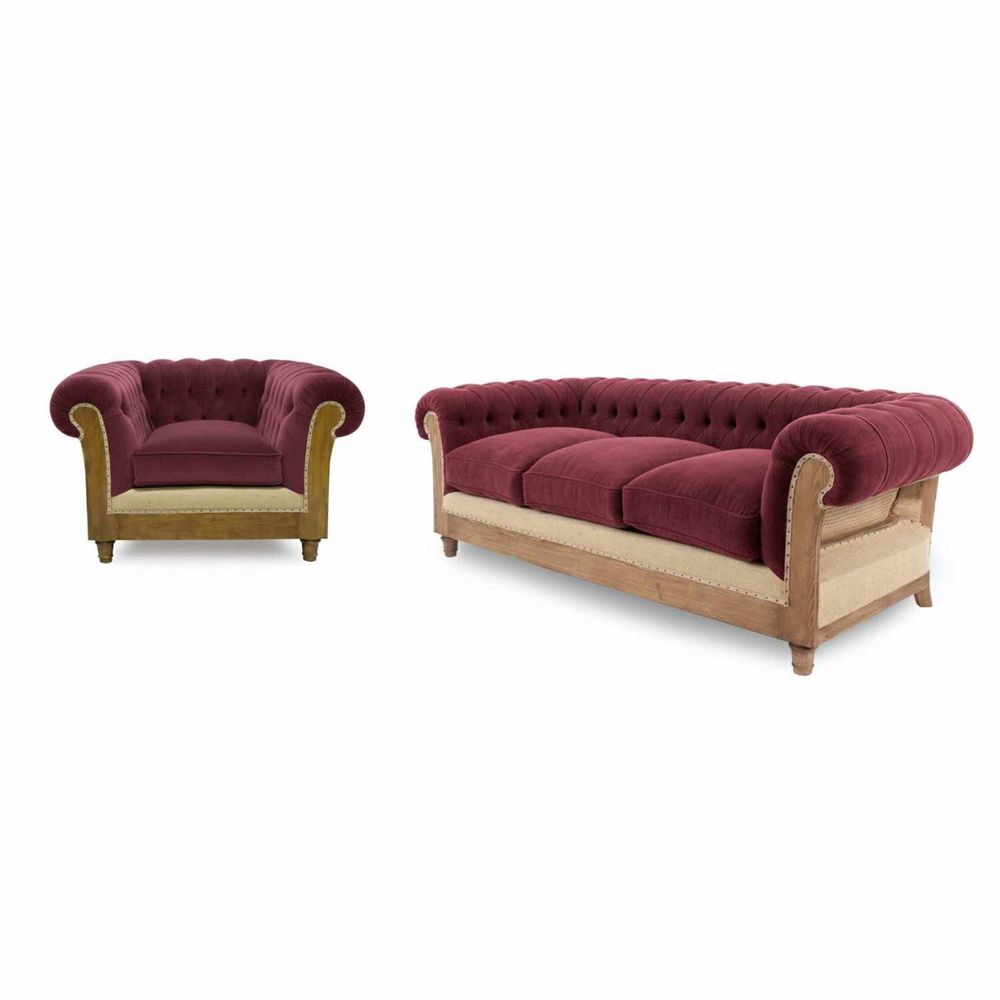 Canapés pour collectivités - Chesterfield Essence Bordeaux Plus | Canapé - CREARTE COLLECTIONS