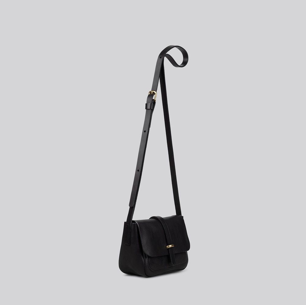 Bags and totes - Jay - Small Leather Crossbody Bag in Grainy Black - MIMI BERRY