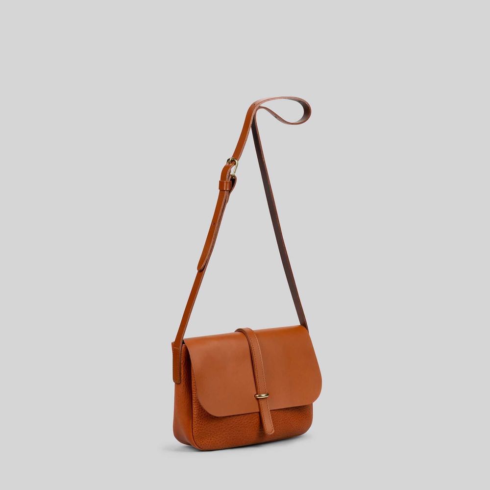 Sacs et cabas - Merlin - Grand sac à bandoulière en cuir brun grainé - MIMI BERRY